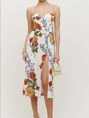 reformation fulton dress princess margaret Reformation Fulton Floral Midi Dress In Princess Margaret - 40% Off
